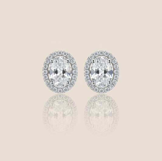 Radiant Halo Oval Studs