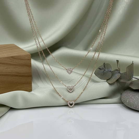 Tri-Heart Harmony Layered Necklace