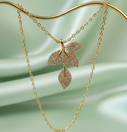 Golden Veridian Bloom Sterling Silver Neckalce