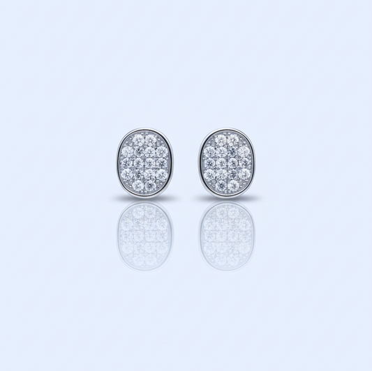 Starlight Silver Oval Studs