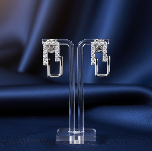 Silver Interlink Drops Earrings