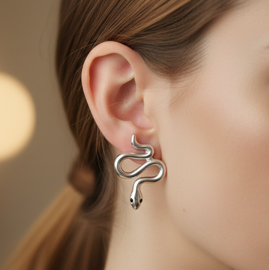 Snaked Shaped Sterling Silver Earrings